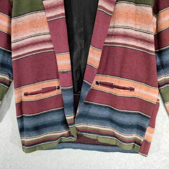 Vintage Streetwear Wmns Medium Striped Open Front Blazer Cardigan Jacket USA - Picture 3 of 10